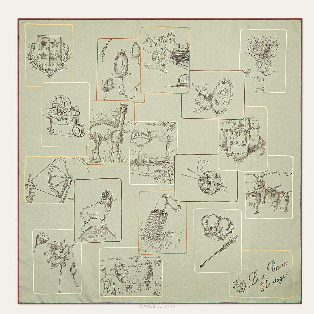 로로피아나 세이지그린 헤리티지 풀라르 60 실크 스카프